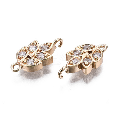 Brass Micro Pave Clear Cubic Zirconia Links Connectors X-KK-S359-157-RS-1
