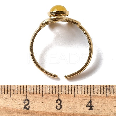 Round Natural Mixed Stone Finger Rings RJEW-C119-09G-1