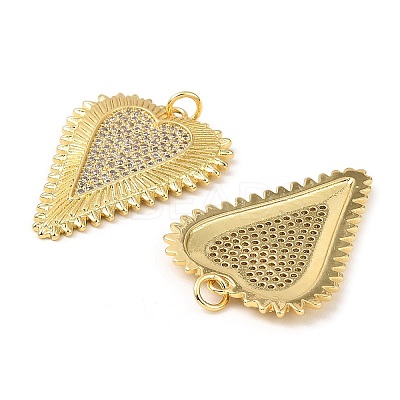 Rack Plating Brass Micro Pave Clear Cubic Zirconia Pendants KK-M253-03G-1