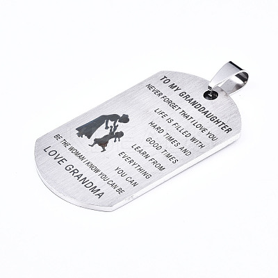 Non-Tarnish 201 Stainless Steel Quote Pendants STAS-T044-231P-1