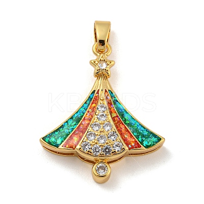 Christmas Brass Micro Pave Cubic Zirconia Pendants KK-H468-03A-01G-1