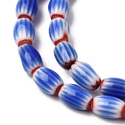 Handmade Millefiori Glass Oval Beads Strands LK-Z001-02A-06-1