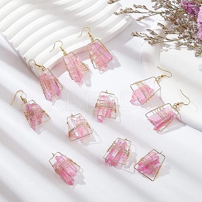 6 Pairs Natural Quartz Wire Wrapped Earrings for Girl Women EJEW-NB0001-07-1