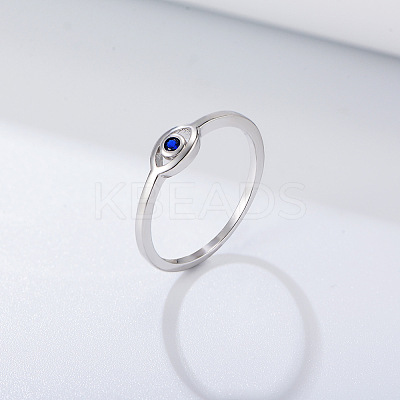 Evil Eye 925 Sterling Silver Micro Pave Cubic Zirconia Finger Rings for Women FS-WG42376-04-1