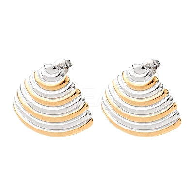 Two Tone Shell Shape 304 Stainless Steel Stud Earrings EJEW-H176-01GP-1