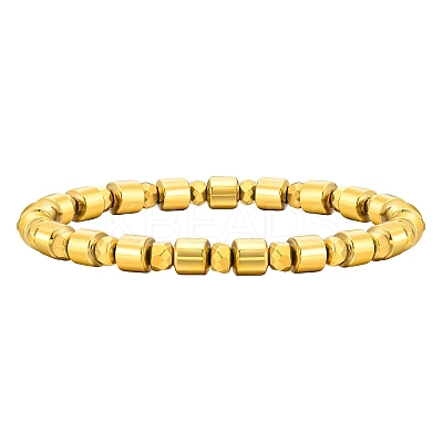 Non-magnetic Synthetic Hematite Beaded Stretch Bracelet for Men PW-WG61383-01-1