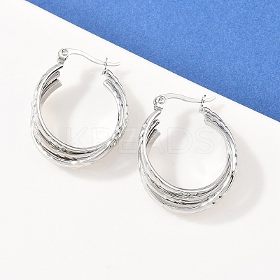 304 Stainless Steel Triple Twist Ring Stud Earrings EJEW-P324-09P-1