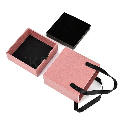 PU Jewelry Set Drawer Boxes with Square Sponge Inside and Texture Paper Rectangle Jewelry Bags ABAG-B009-02D-1
