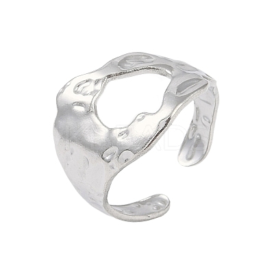 Non-Tarnish 304 Stainless Steel Textured Open Cuff Rings RJEW-C095-08A-P-1