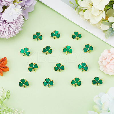 60Pcs Shamrock Alloy Enamel Pin JEWB-SC0001-87-1