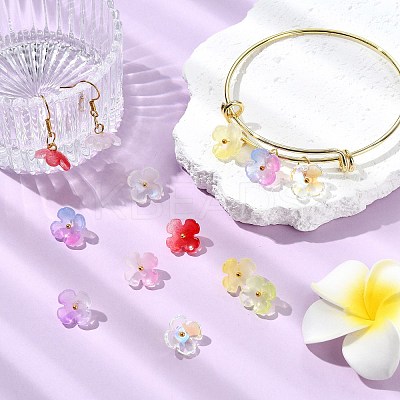 80Pcs 8 Colors Gradient Color Glass Pendants PALLOY-CJ00067-1