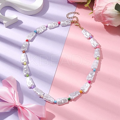Plastic Imitation Pearl with Acrylic Beaded Necklaces for Women NJEW-JN04662-1