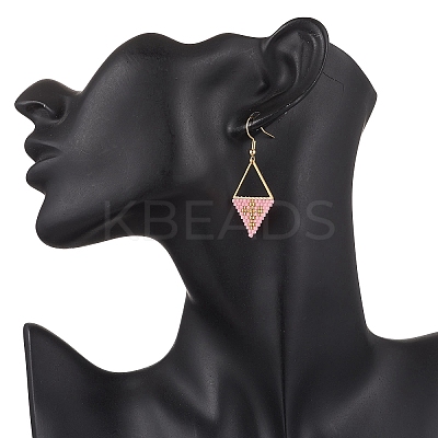 Handmade Glass Seed Beads Rhombus Dangle Earrings EJEW-MZ00542-04-1