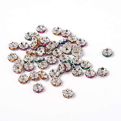 Brass Acrylic Rhinestone Spacer Beads RSB7mm-1