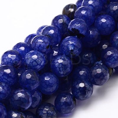 Dyed Natural Agate Faceted Round Beads Strands X-G-E320E-8mm-08-1