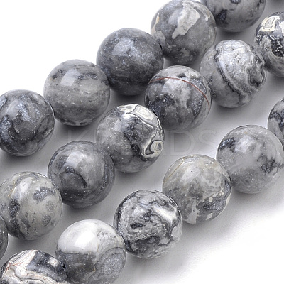 Natural Map Stone/Picasso Stone/Picasso Jasper Beads Strands G-S259-09-8mm-1