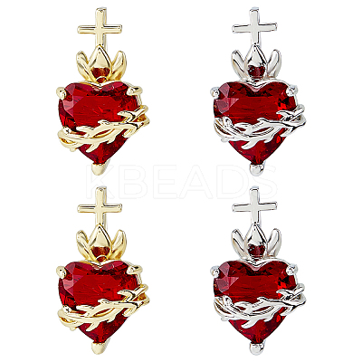 4Pcs 2 Colors Brass Glass Pendants KK-HS0015-77-1