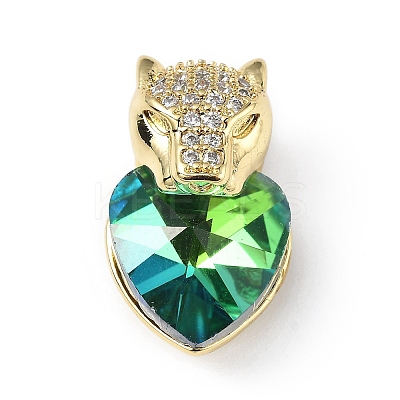 Real 18K Gold Plated Rack Plating Brass Micro Pave Clear Cubic Zirconia Pendants KK-C015-19G-08-1