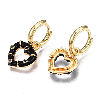 Brass Micro Pave Cubic Zirconia Huggie Hoop Earrings EJEW-T014-46G-NF-1