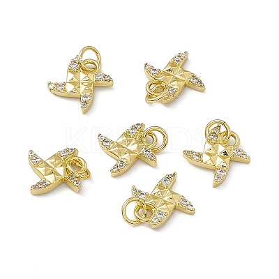 Rack Plating Brass Cubic Zirconia Charms KK-M231-03G-1