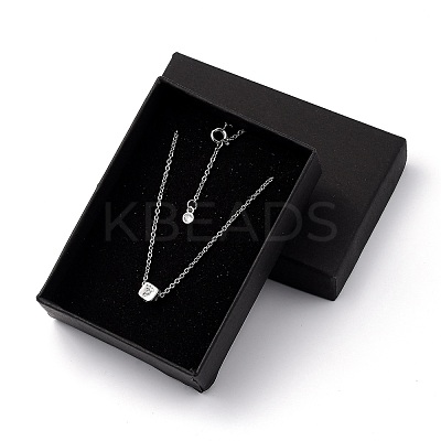Cube Micro Pave Cubic Zirconia Pendant Necklaces & Bracelets Sets SJEW-JS01116-03-1
