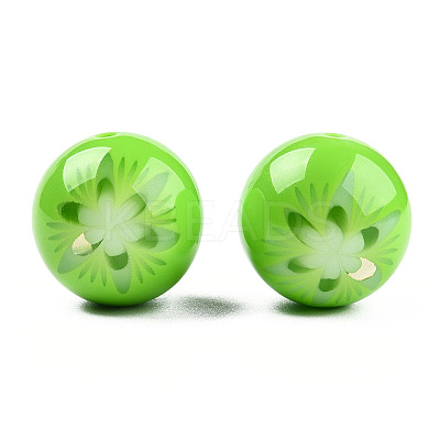 Flower Opaque Resin Beads RESI-T054-001E-1