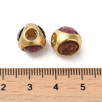 Brass Cubic Zirconia European Beads KK-K275-08G-1