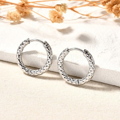 Non-Tarnish 304 Stainless Steel Grooved Hoop Earrings LS-EJEW-M218-01B-P-1