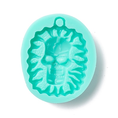 Oval with Skull Pendant Food Grade Silicone Molds DIY-M040-07-1