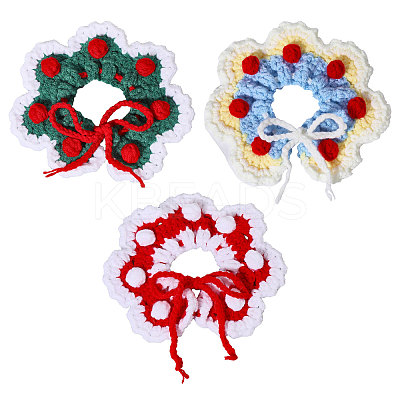3Pcs 3 Colors Polyester and Cotton Dog Flower Pet Collar AJEW-GL0002-58-1