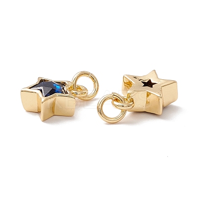 Brass Cubic Zirconia Charms FIND-Z005-02-1