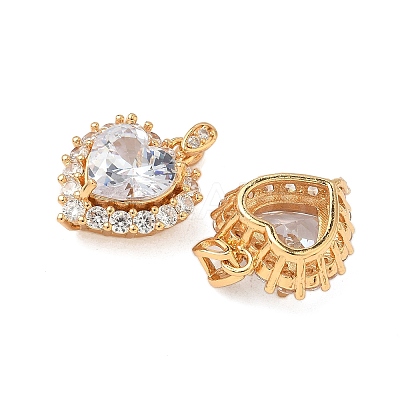 Brass Micro Pave Clear Cubic Zirconia Pendants KK-S531-27G-1