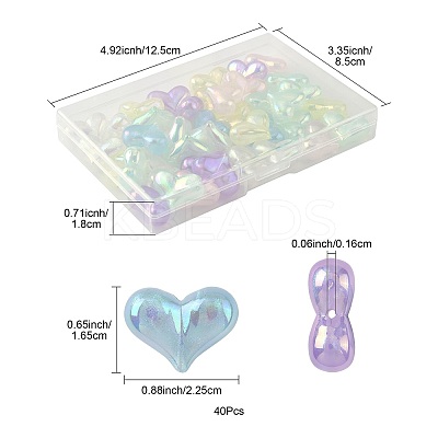 40Pcs UV Plating Rainbow Iridescent Acrylic Beads OACR-FS0002-25-1