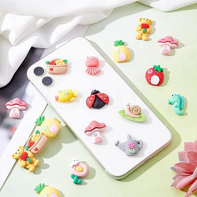 48Pcs 16 Style Resin Cabochons CRES-CA0001-14-1