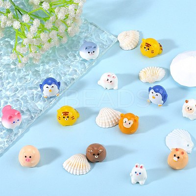39Pcs 13 Style Cute Resin Animal Figurines Ornament DJEW-SZ0001-11-1