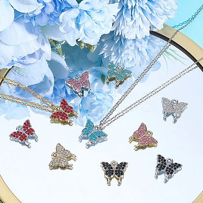 40Pcs 10 Colors Zinc Alloy Rhinestone Pendants RB-ME0001-04-1