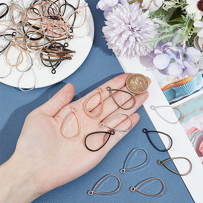 60Pcs 6 Colors Alloy Open Back Bezel Pendants FIND-OC0003-37-1