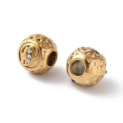 Ion Plating(IP) 304 Stainless Steel Rhinestone European Beads STAS-A092-10P-G-1
