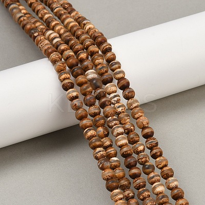 Natural Tibetan Style dZi Beads Strands G-P229-A-07J-6mm-1