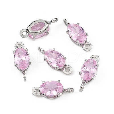 SHEGRACE Brass Pave Cubic Zirconia Oval Connector Charms XGRQ2O046-437B-P-1