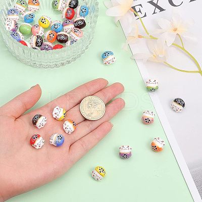 40Pcs 10 Colors Handmade Porcelain Beads PORC-CA0001-11-1