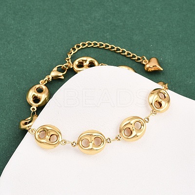 304 Stainless Steel Coffee Bean Link Chain Bracelets BJEW-D359-14A-G-1