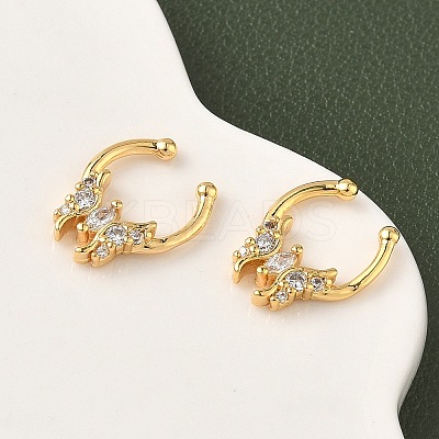 Brass Pave Clear Cubic Zirconia Circular/Horseshoe Barbell Nose Rings EJEW-D337-18E-G-1