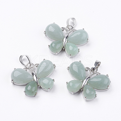 Natural Green Aventurine Pendants G-G651-B13-1