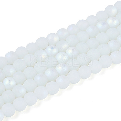 Frosted Imitation Jade Glass Beads Strands GLAA-T032-J4mm-MBB02-1