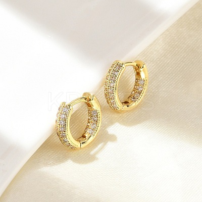 Brass Micro Pave Clear Cubic Zirconia Hoop Earrings LS-EJEW-D311-101G-1