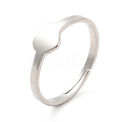 Non-Tarnish 201 Stainless Steel Heart Adjustable Ring for Women RJEW-F131-06P-1