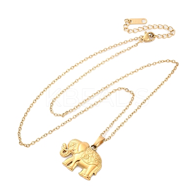 Elephant 304 Stainless Steel Pendant Necklaces NJEW-H059-06G-1