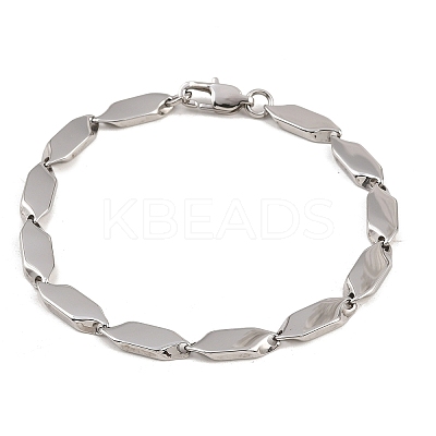 304 Stainless Steel Rhombus Link Chain Bracelets for Men Women BJEW-G766-04P-1