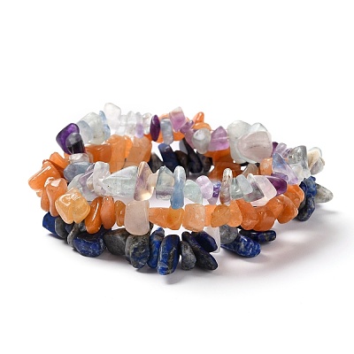 Chip Natural Gemstone Beaded Stretch Bracelets Sets BJEW-JB05700-1